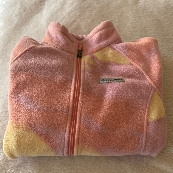 Gently Loved Girls Columbia Vibrant Pink and Yellow Fleece Jacket - Picture 9 of 9
